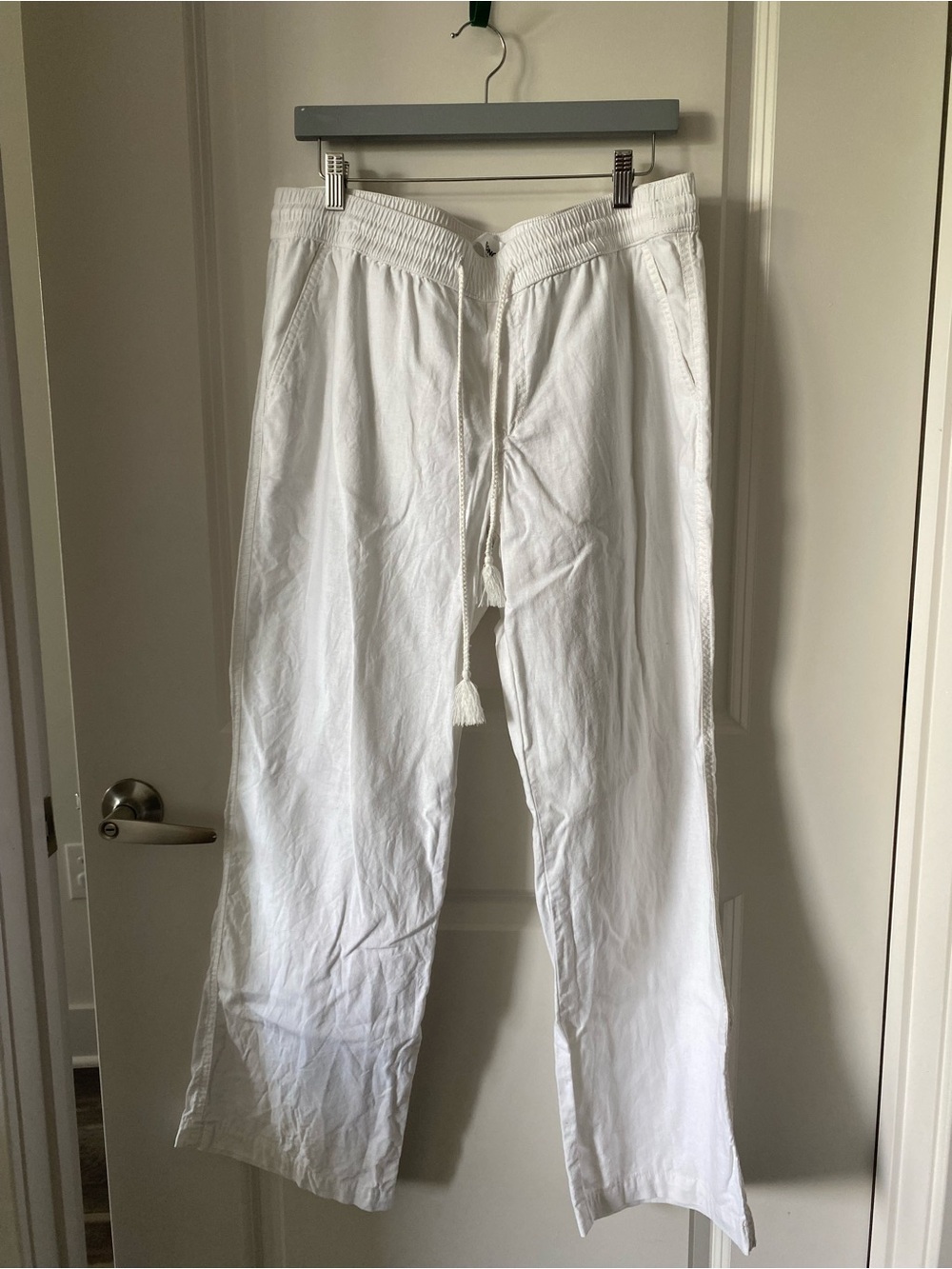 Sonoma White Drawstring Linen-Blend Pants